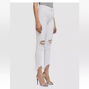 L'agence Women's White Distressed High Rise Skinny Jeans Pants Size 25